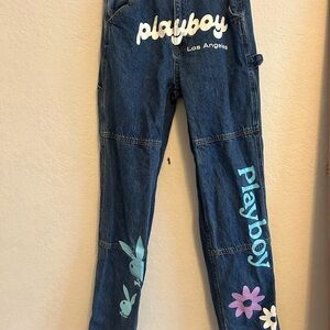 PLAYBOY Blue Embroidered Jeans with Floral Design